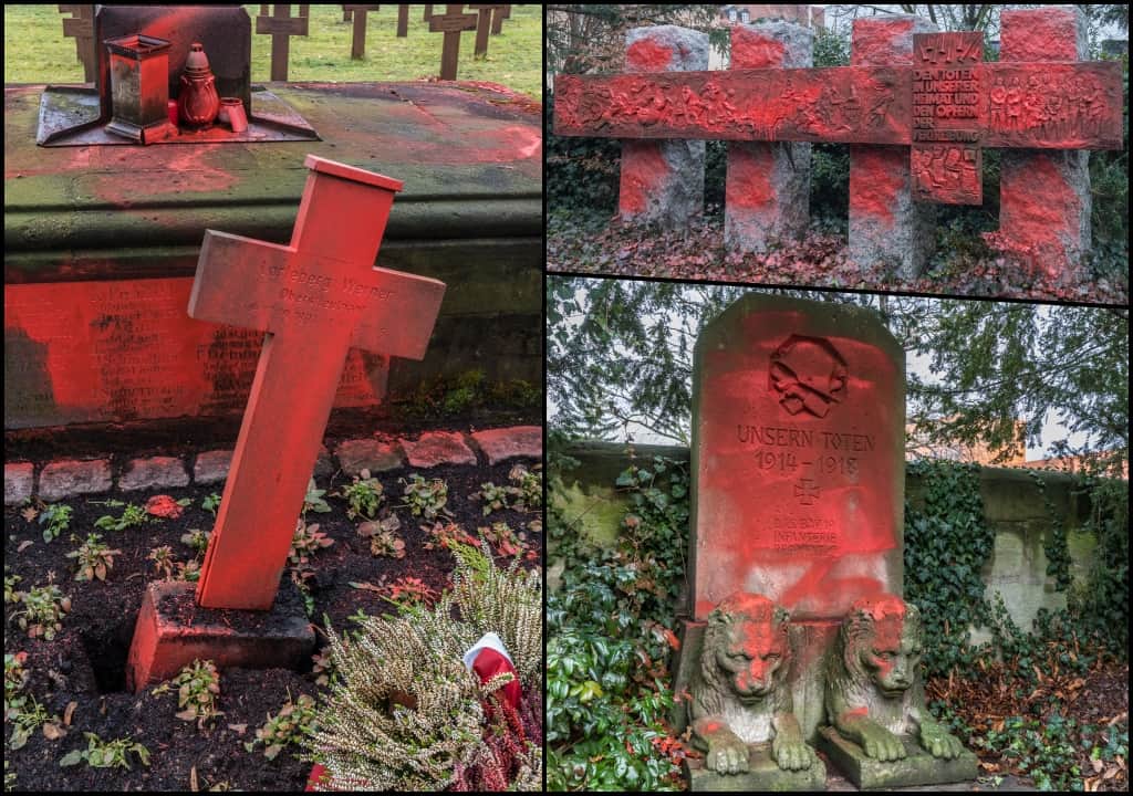 Anschläge auf dem Ehrenfriedhof in Erlangen